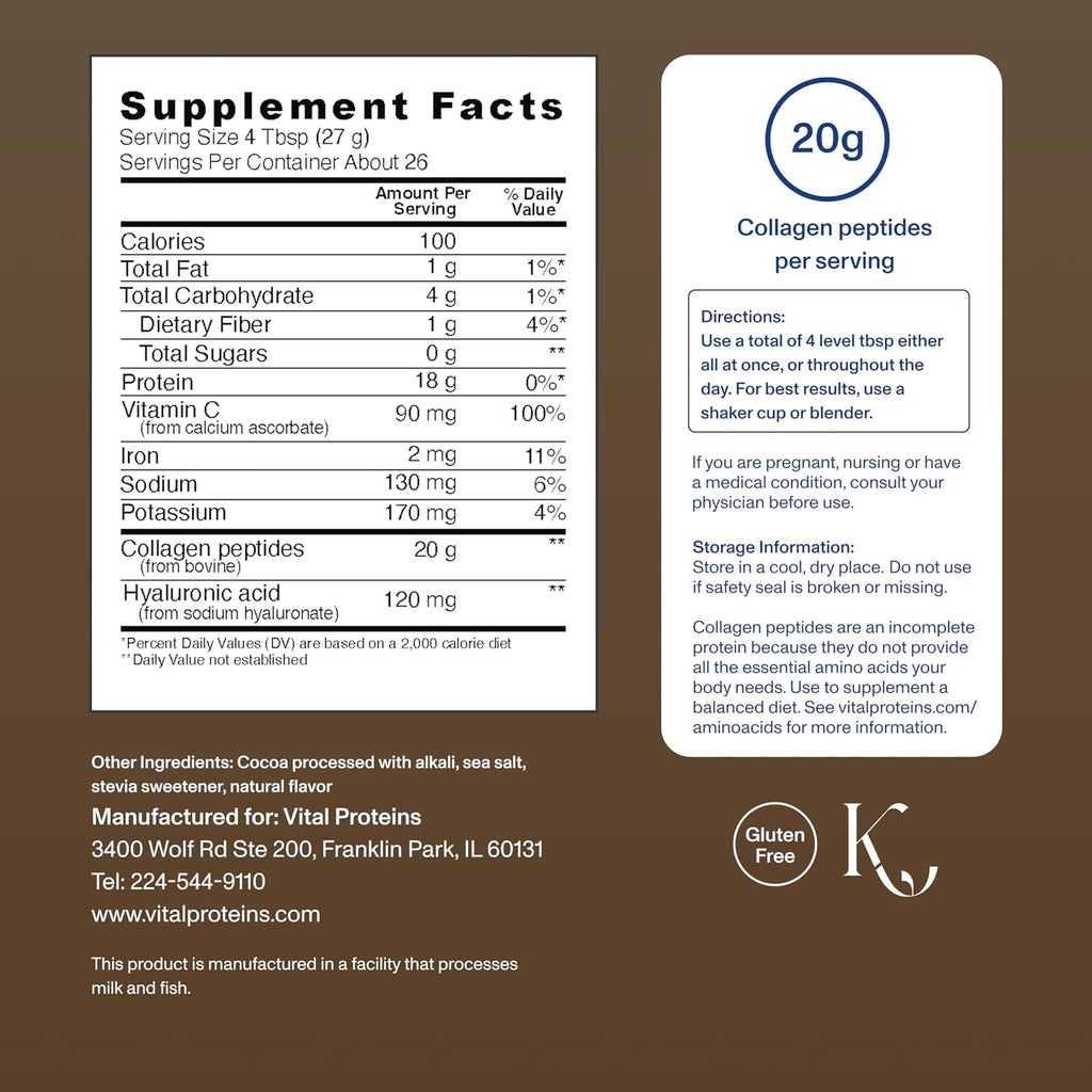 Vital Proteins Collagen Peptides Advanced, Chocolate, 24.7oz